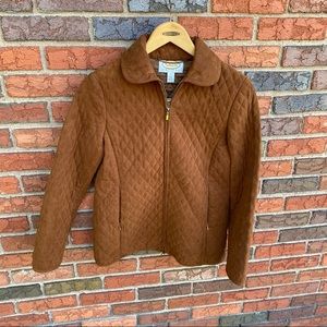 Talbots Quilted Full Zip Up Jacket Coat Brown PP